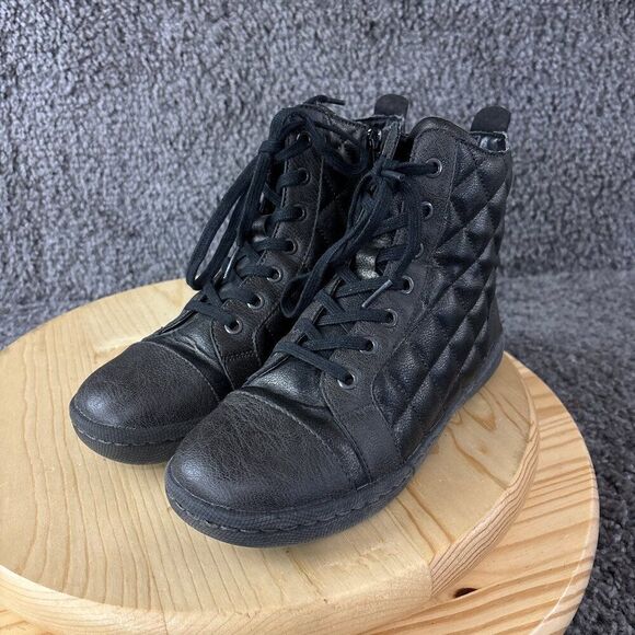 boc Quilted Boots Brightop Womens Size 7 Black Vegan Leather Combat Ankle Bootie - Picture 2 of 11